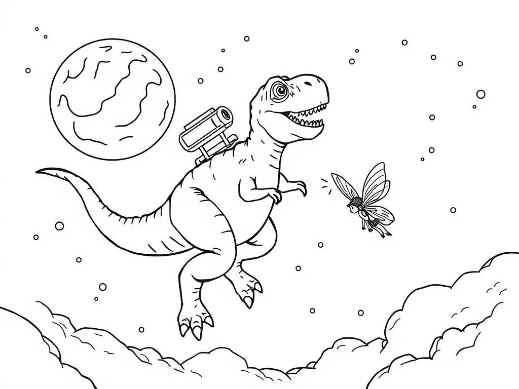 T-Rex Space Adventure Coloring Page