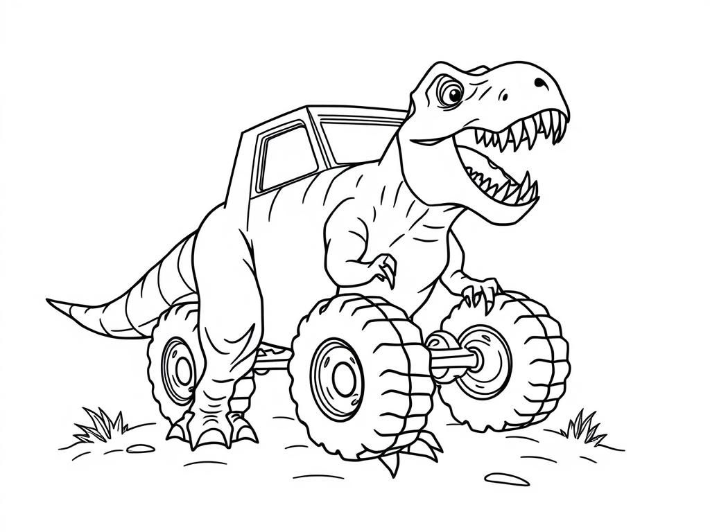 T-Rex Monster Truck Coloring Page