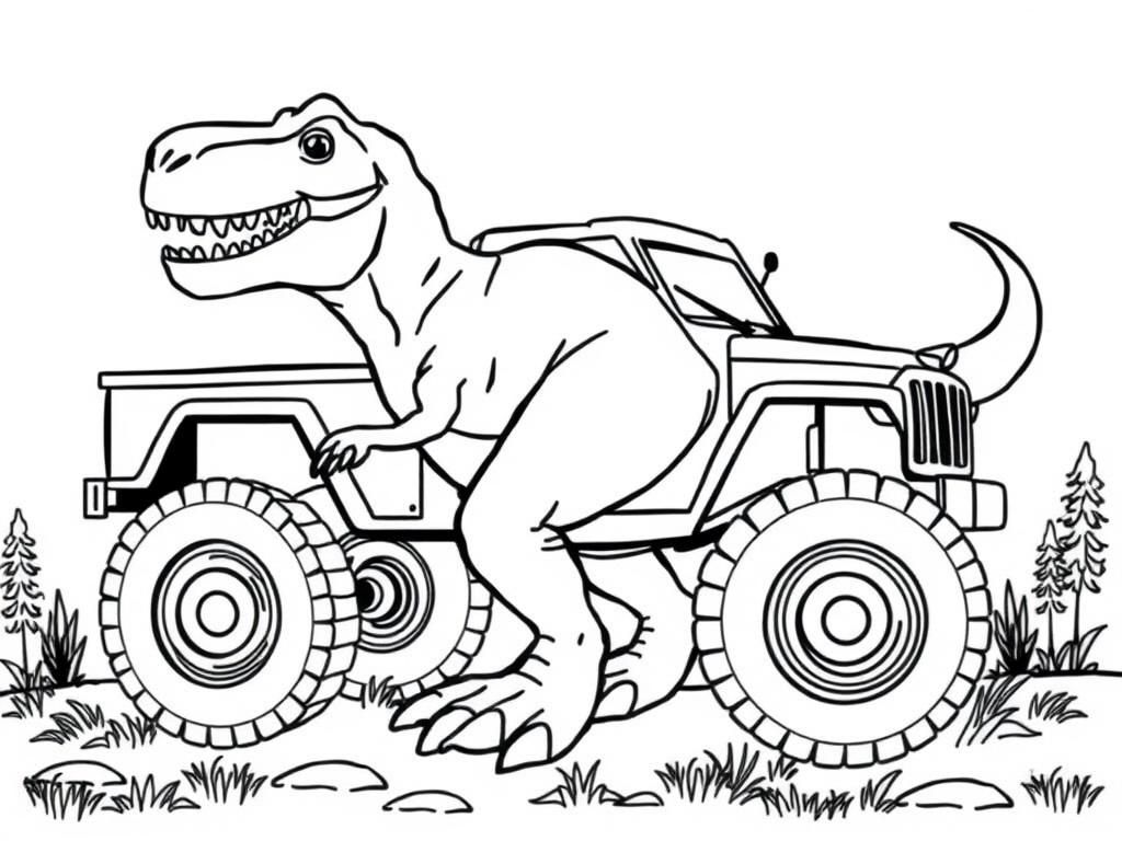 T-Rex Off-Road Adventure Coloring Page