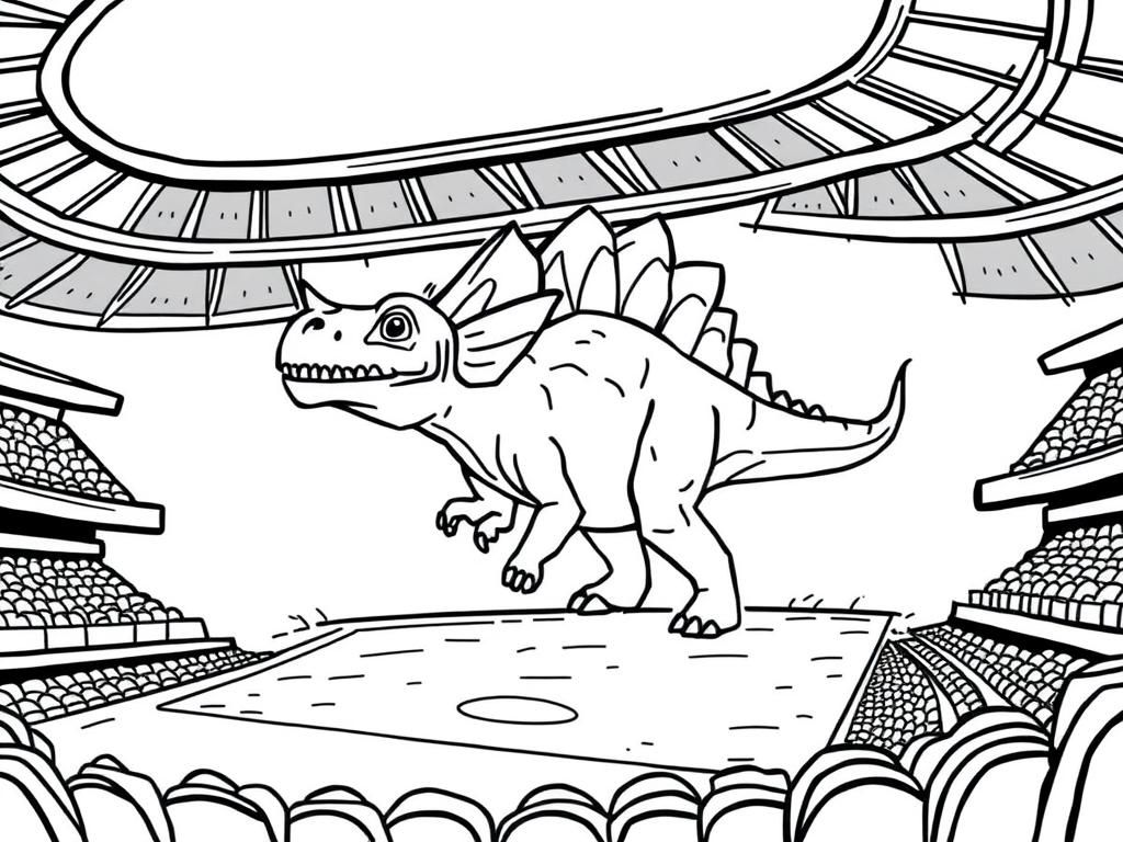 Dinosaur in Stadium Coloring Page