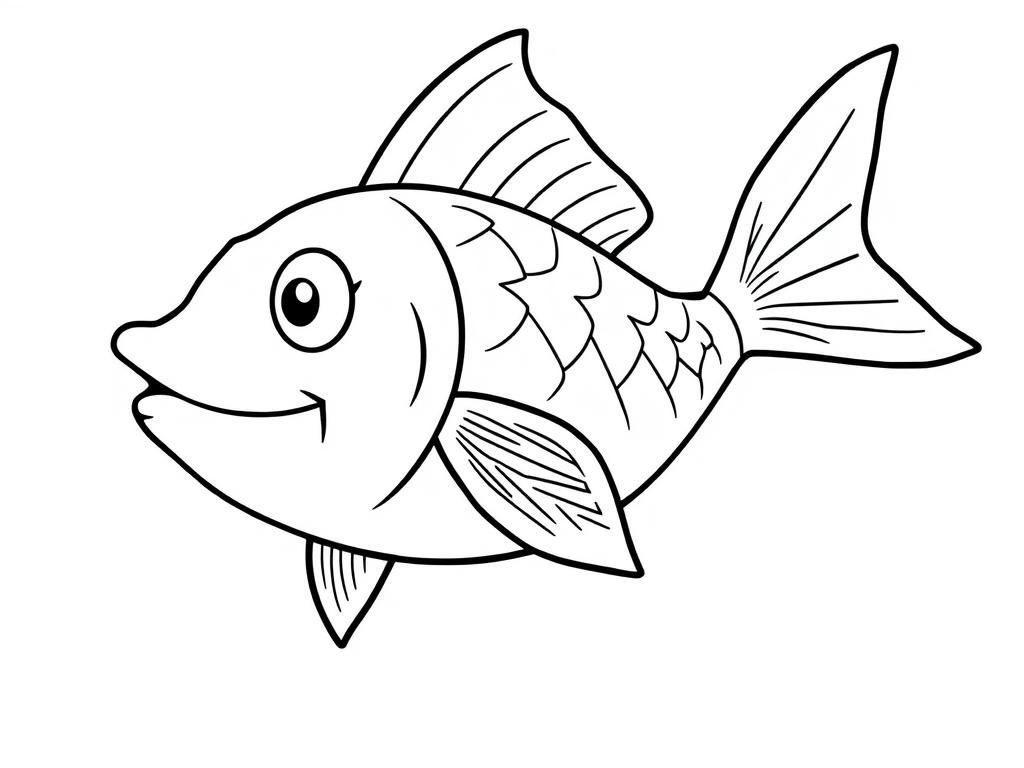 Coloring Page of a Friendly Fish