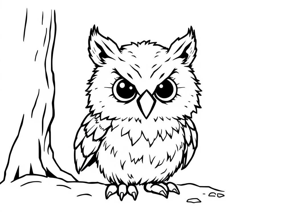 Preview of TSR D&D module interior art of a owlbear, but chibi