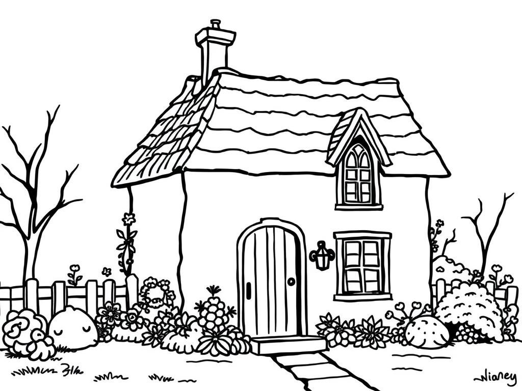 Cottage Garden Coloring Page