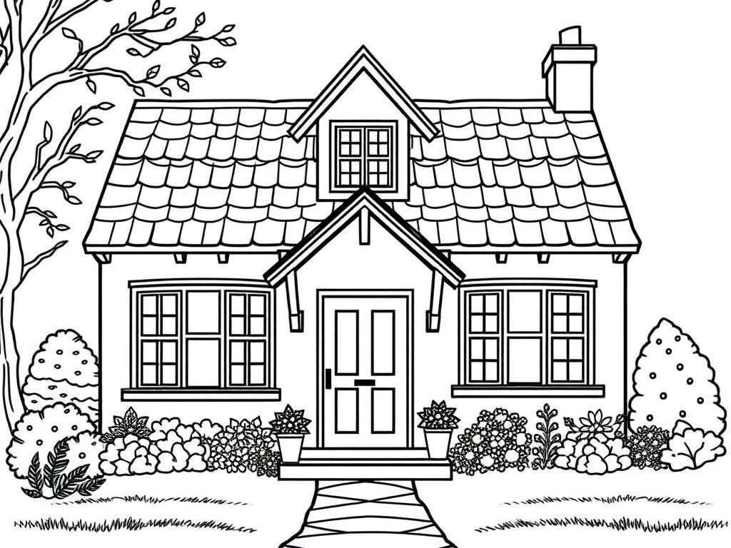 Cottage House Coloring Page
