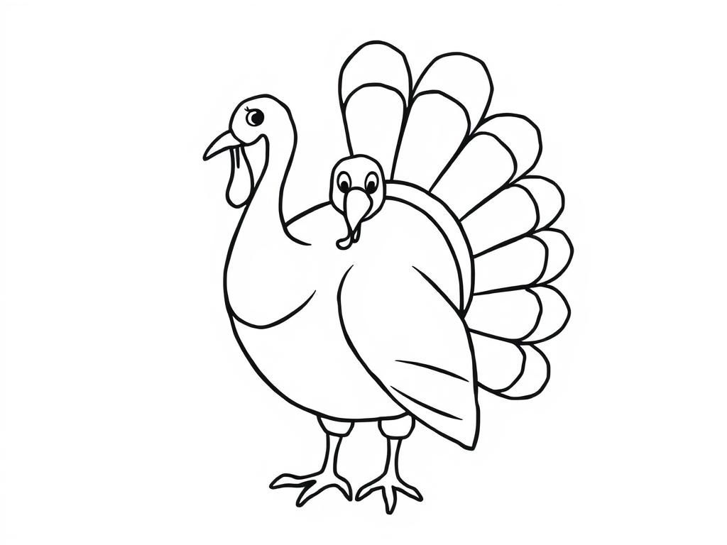 Turkey and Poult Coloring Page