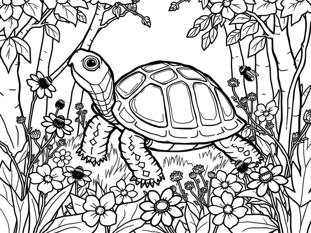 Turtle Garden Coloring Page