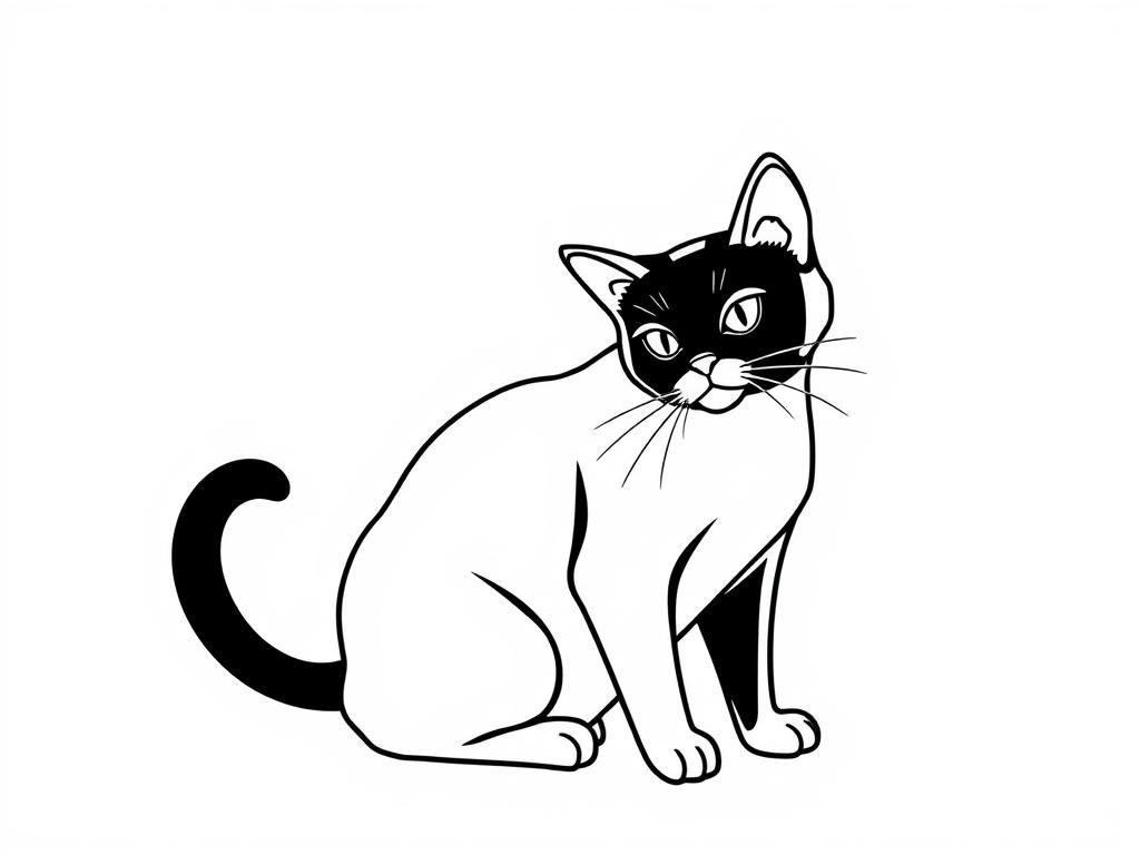 Black and White Cat Coloring Page