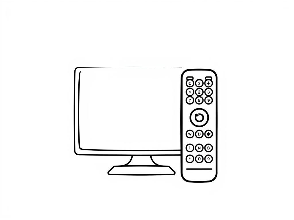 TV and Remote Control Coloring Page