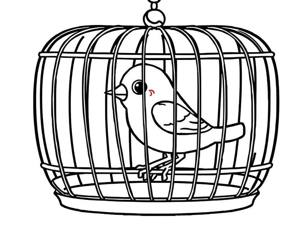 Coloring Page: Bird in Birdcage