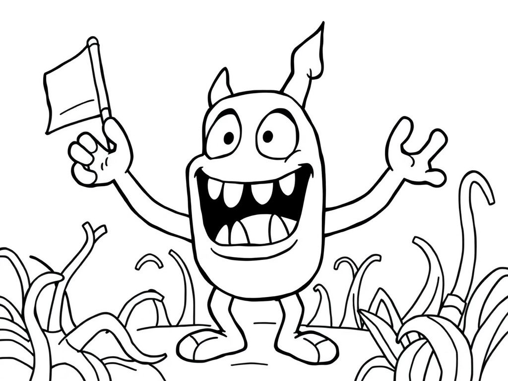 Happy Monster Coloring Page
