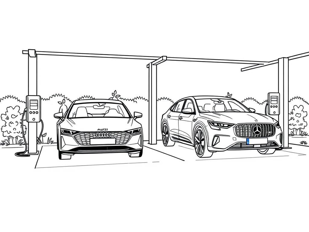 Kleurplaat opladen elektrische auto's