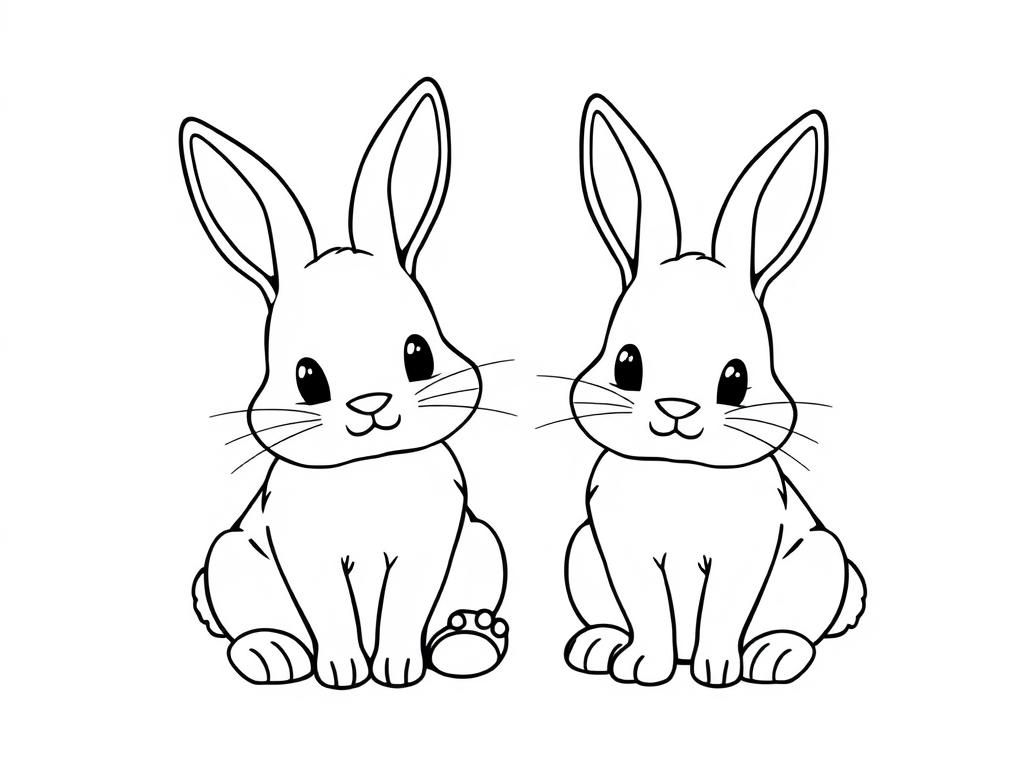 Cute Rabbits Coloring Page