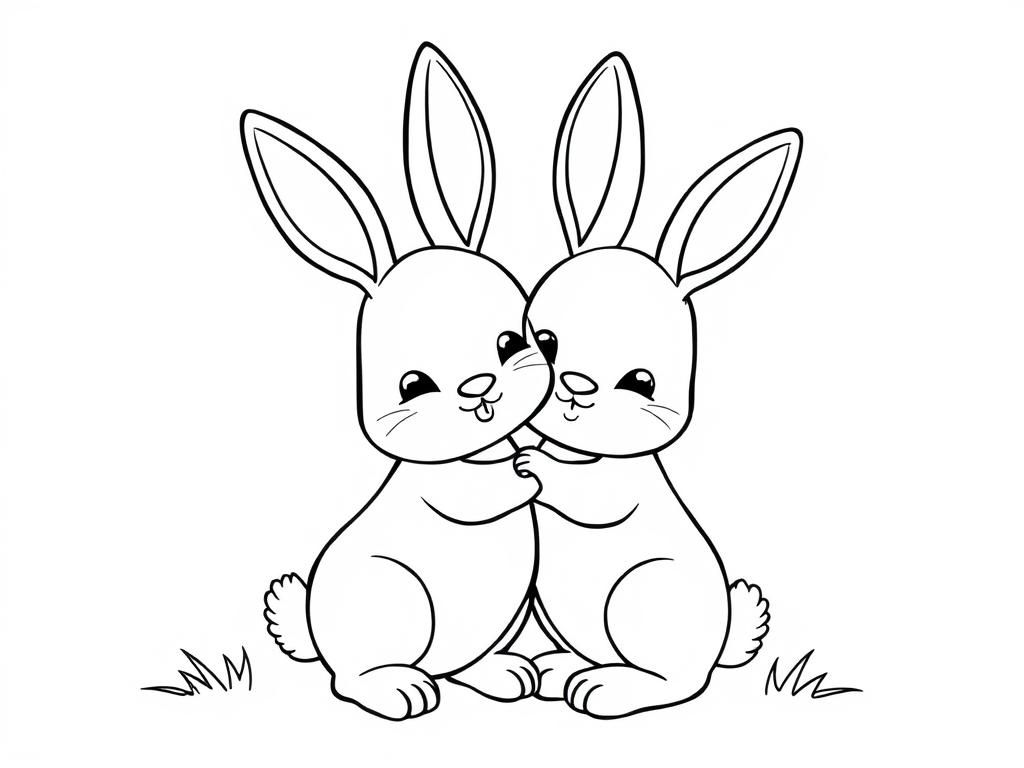 Cute Bunny Friends Coloring Page