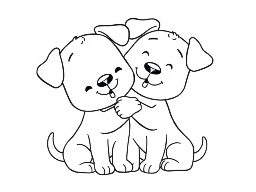 Cute Dog Friends Coloring Page