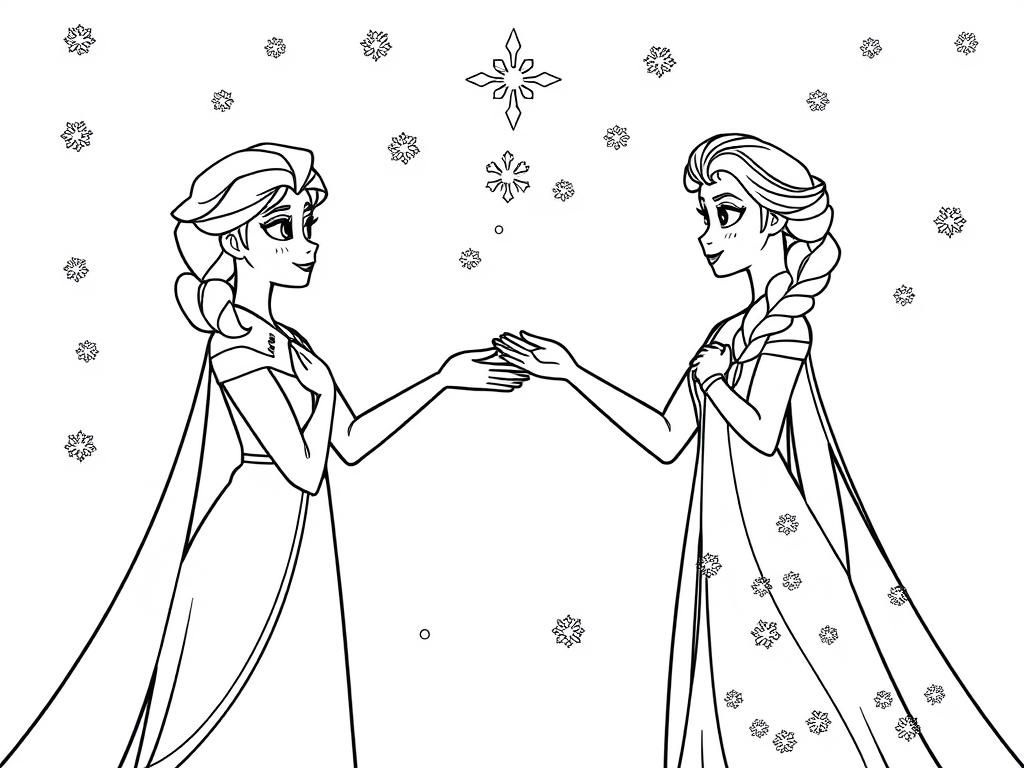 Elsa and Anna Frozen Princess Coloring Page