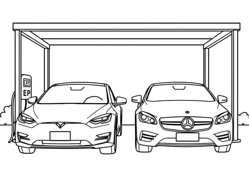 Kleurplaat opladen elektrische auto's