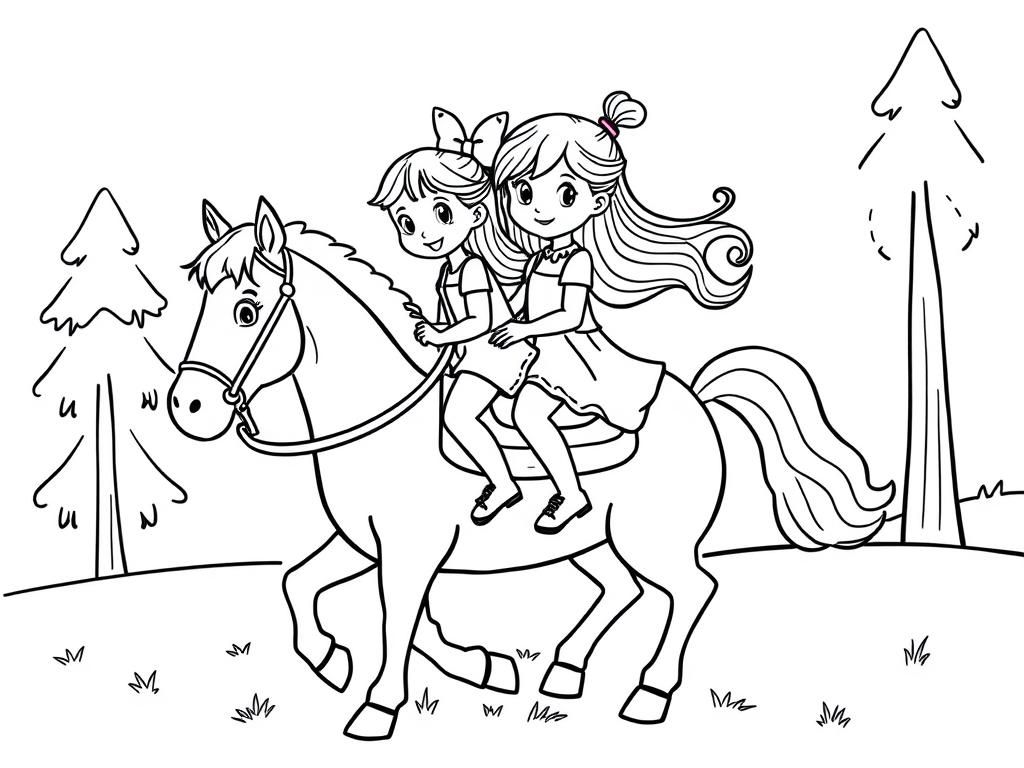 Preview of two girls on a horse