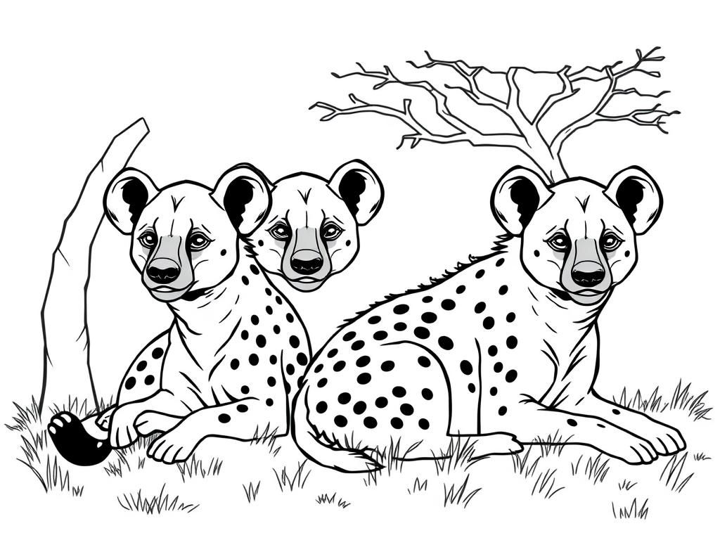 Wildlife Hyena Coloring Page