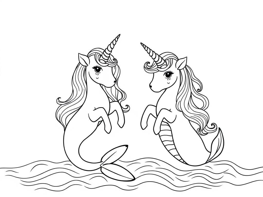 Unicorn Mermaid Coloring Page