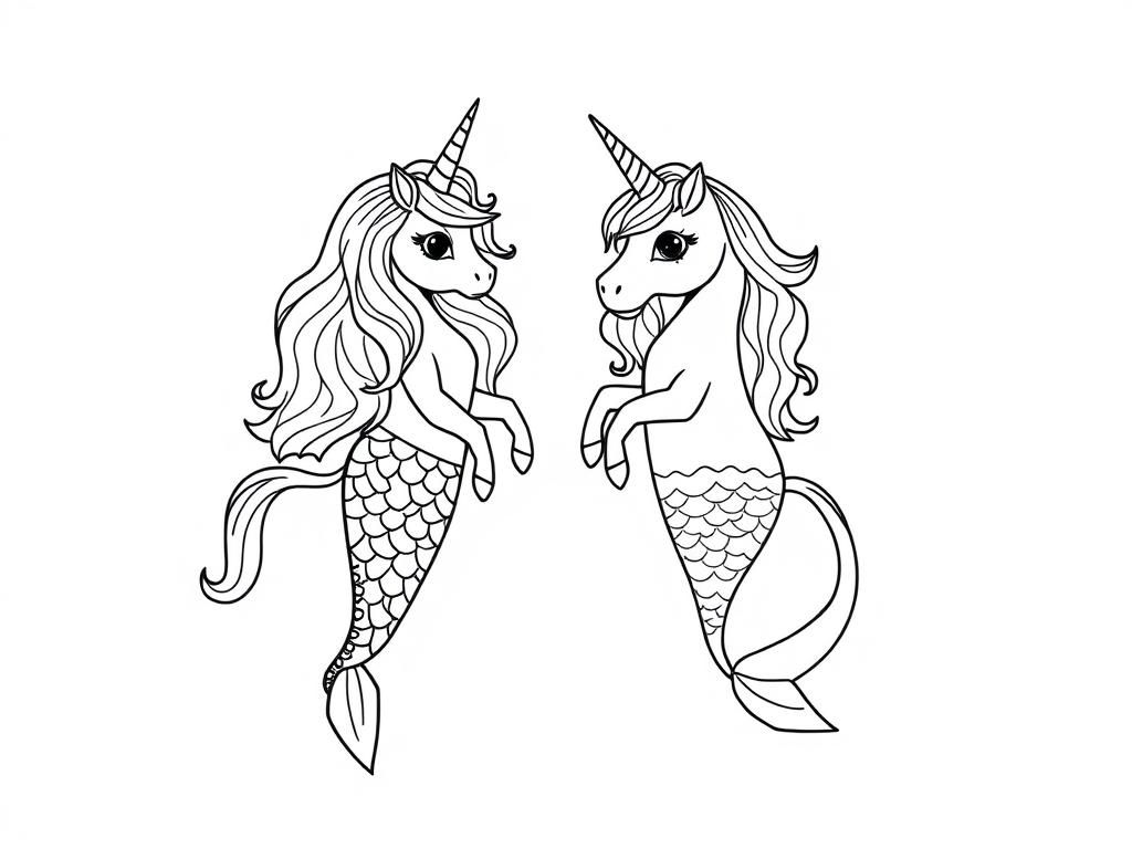 Merunicorn Friends Coloring Page