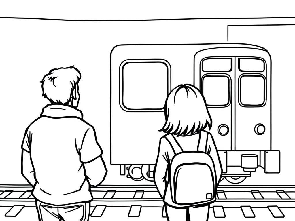 two people watching a train