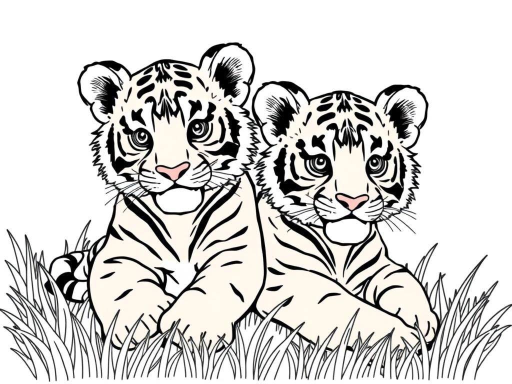 Tiger Cubs Coloring Page