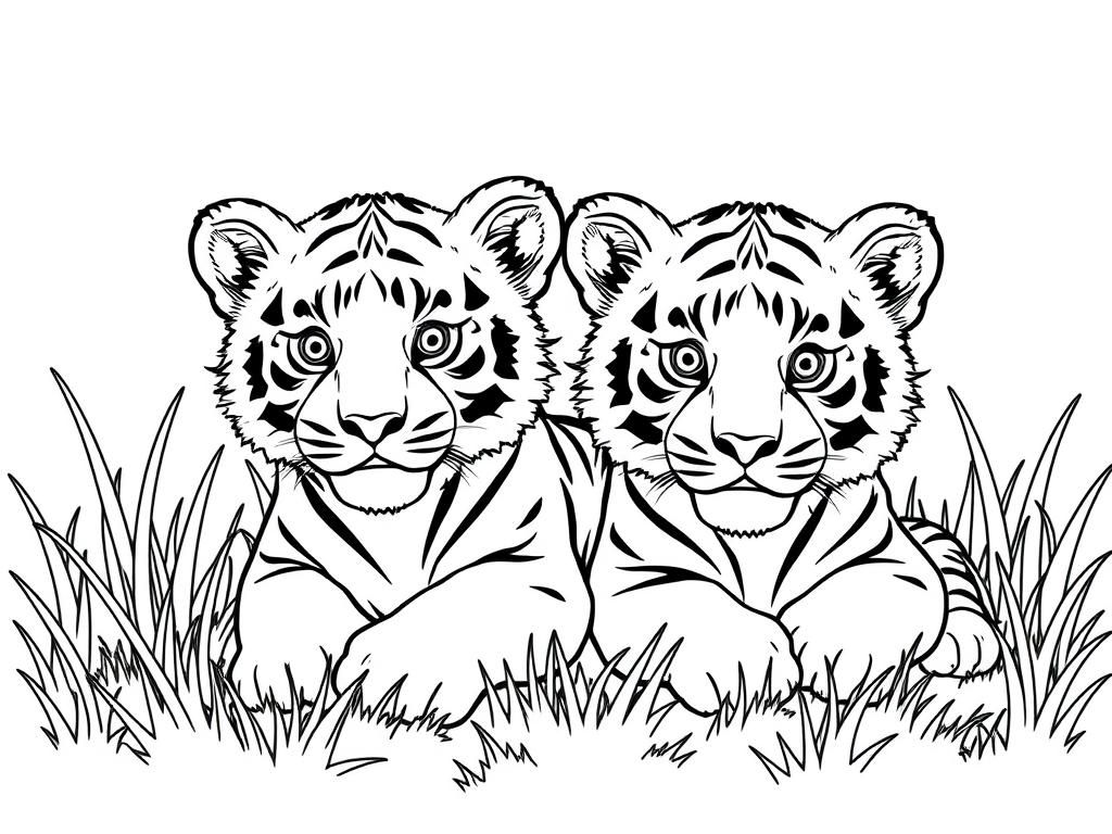 Tiger Cubs Coloring Page