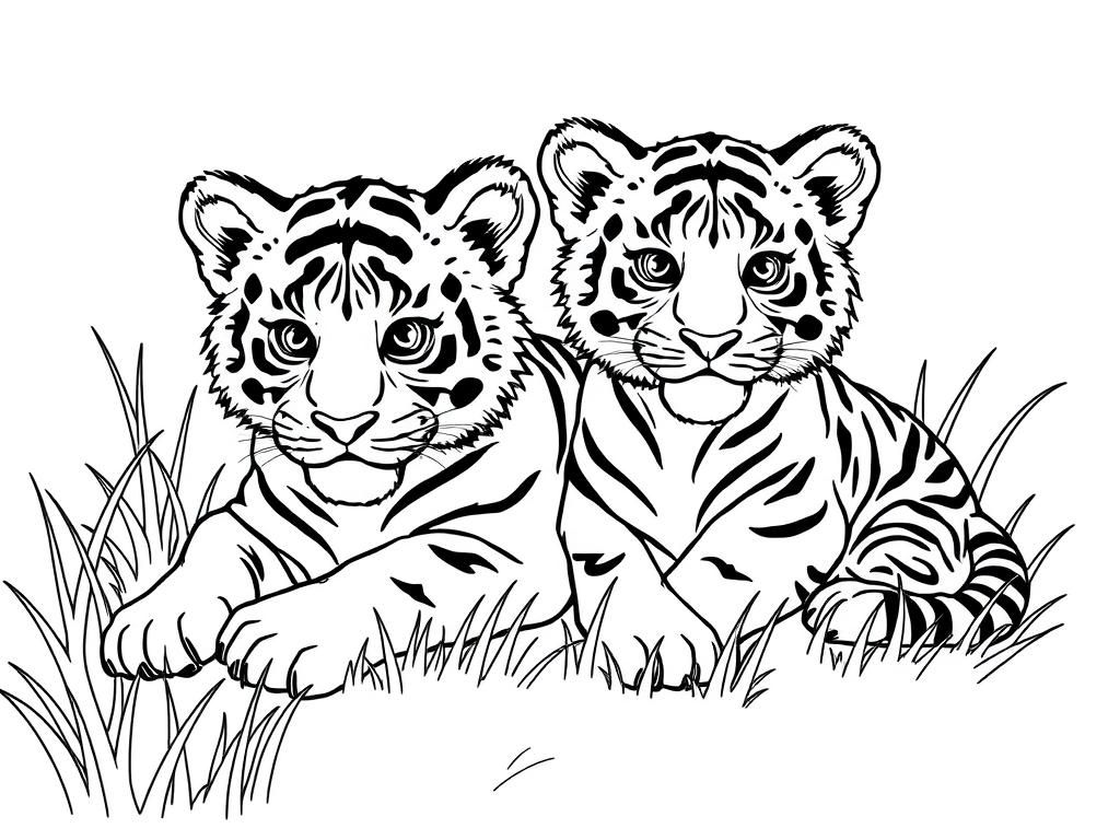 Tiger Cubs Coloring Page