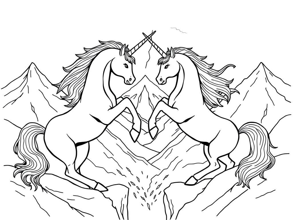 Unicorn Mountain Adventure Coloring Page