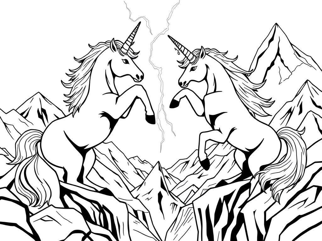 Unicorns Coloring Page