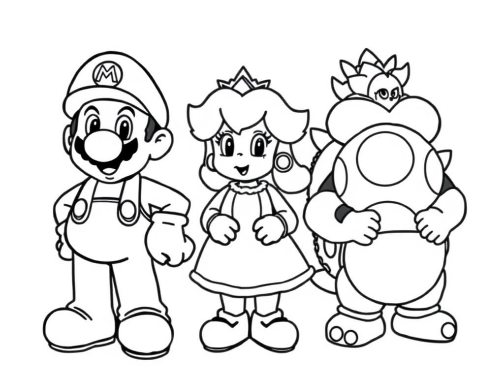 Mario Characters Coloring Page