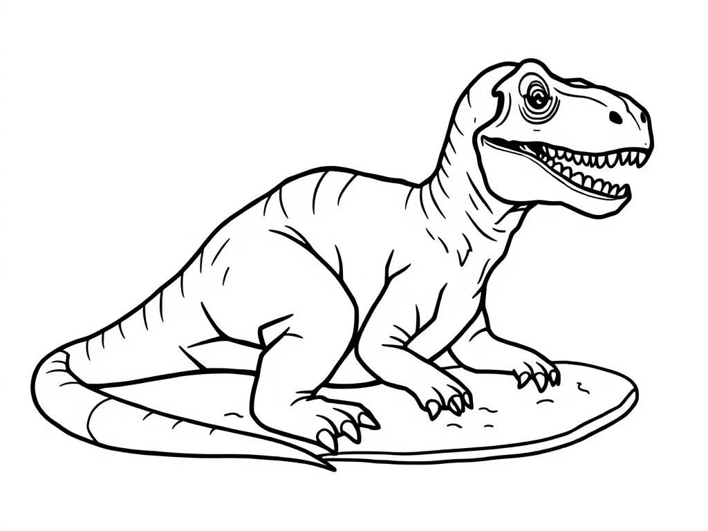 Smiling T-Rex Dinosaur Coloring Page