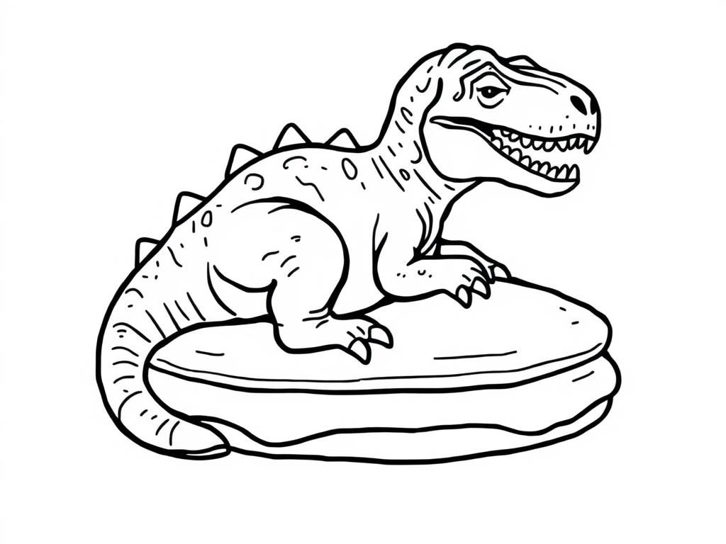 Dino on Rock Coloring Page