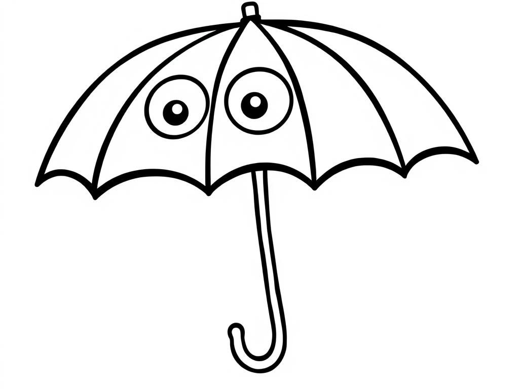 Umbrella Creatures Coloring Page