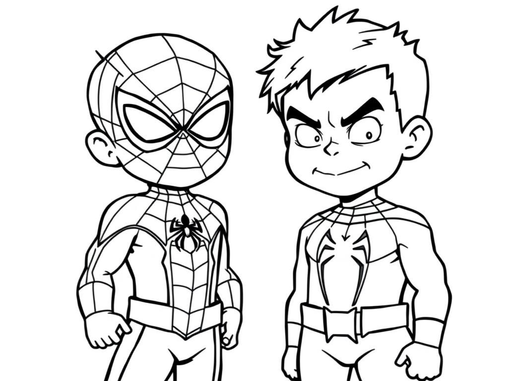 Preview of Un bimbo di 2 anni insieme a spiderman e hulk