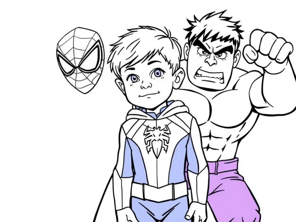 Preview of Un bimbo di 2 anni insieme ai suoi supereroi preferiti: spiderman e hulk