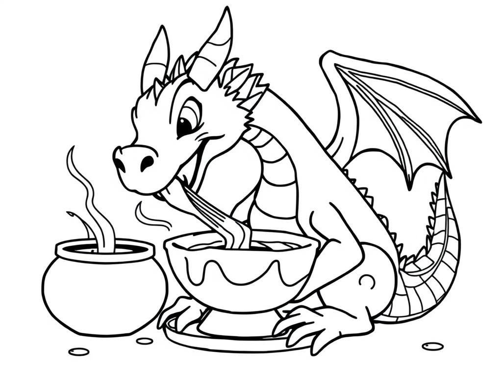 un dragon qui mange une fondue