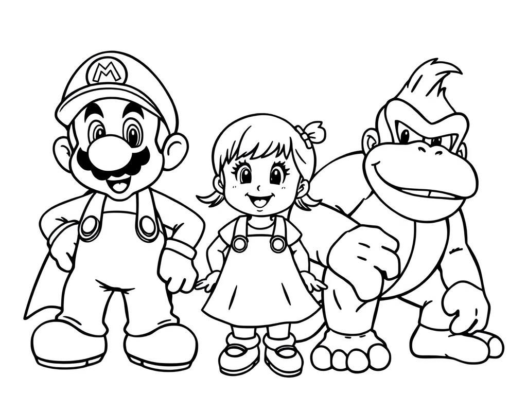 Preview of Una bimba di 2 anni insieme ai suoi supereroi preferiti: super Mario e donkey kong