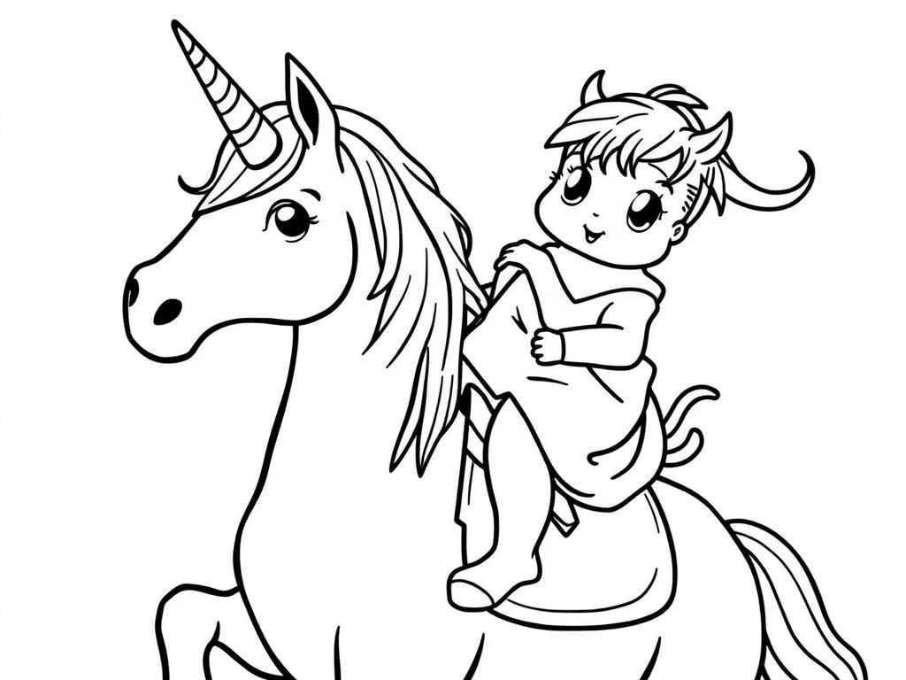 Preview of Unicorn cow hipo human baby on a horse