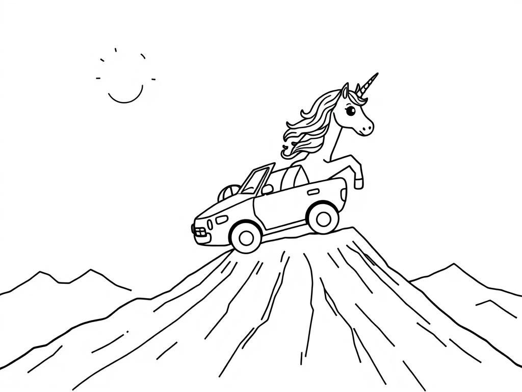 Unicorn Car Coloring Page: Magical Fun for All Ages