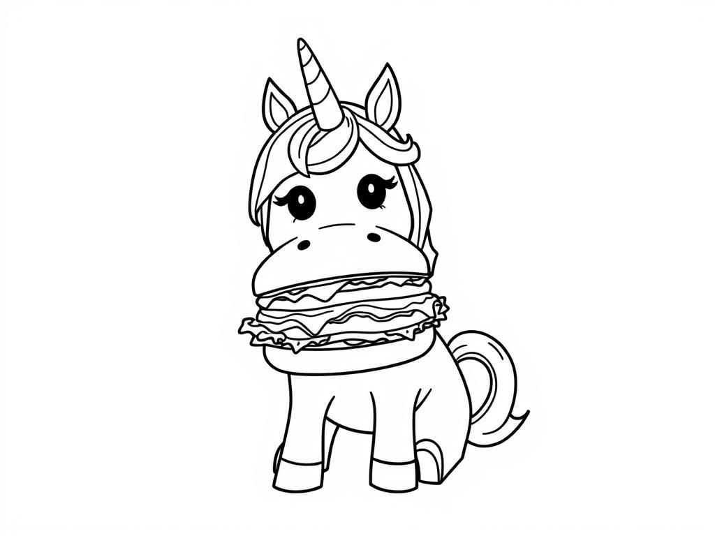 Preview of Unicorn eating a burger