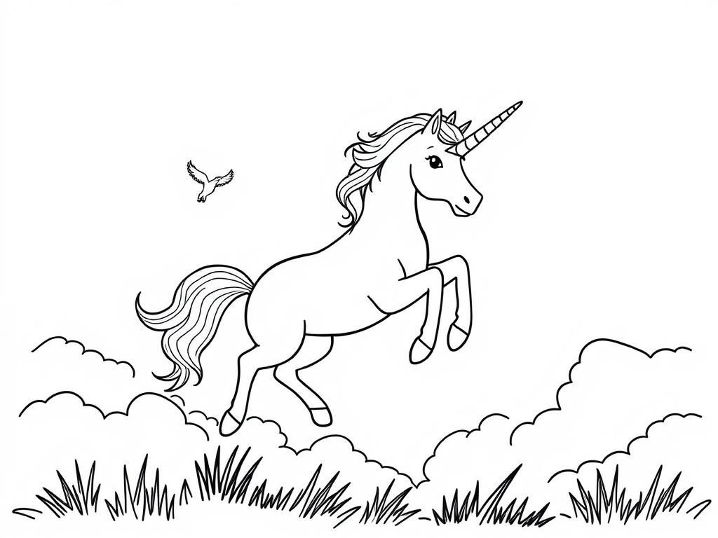 Unicorn Running Free Coloring Page