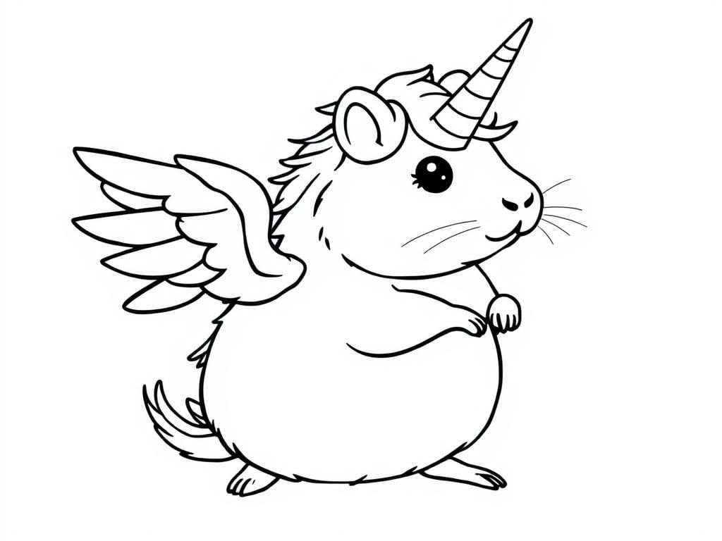 Guinea Pig Unicorn Coloring Page
