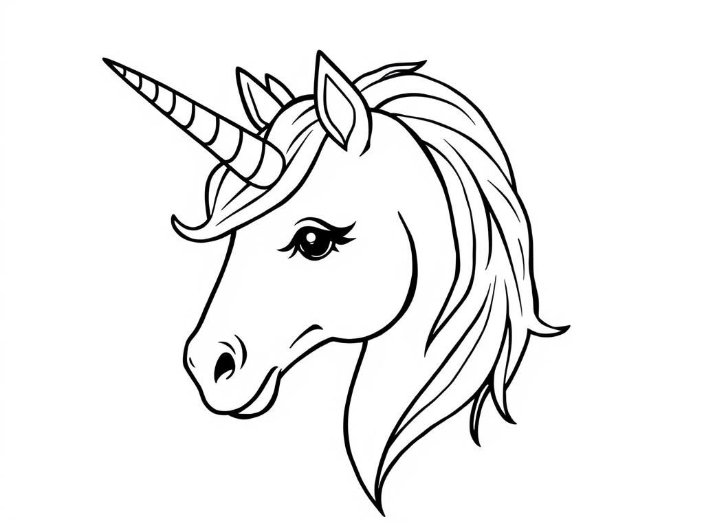 unicorn head - Free Printable Coloring Page