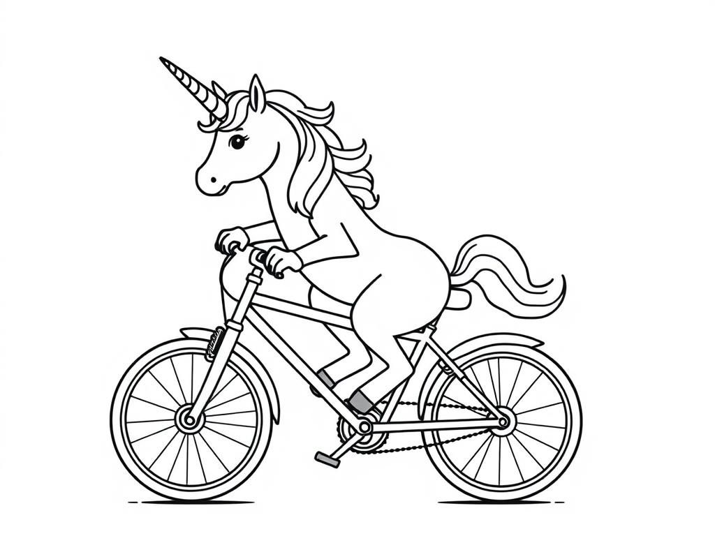 Unicorn riding a bike