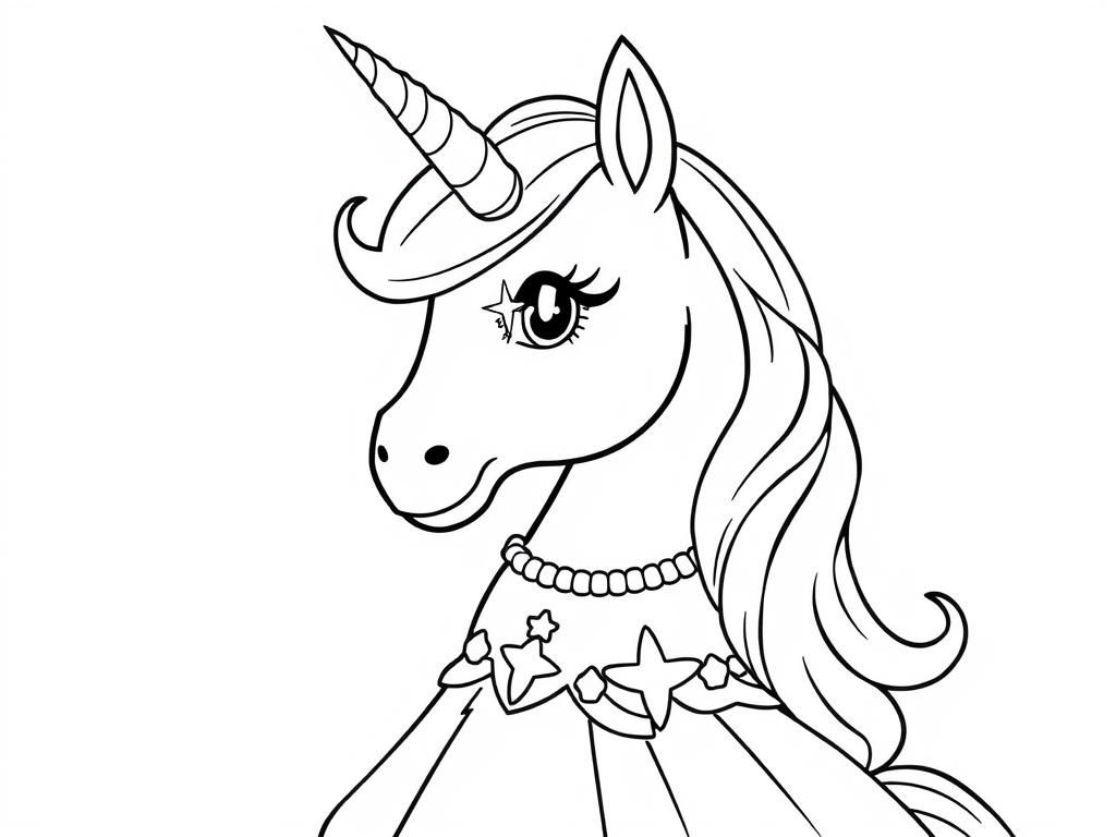 Preview of Unicorn sparkling eyes and princess clothes