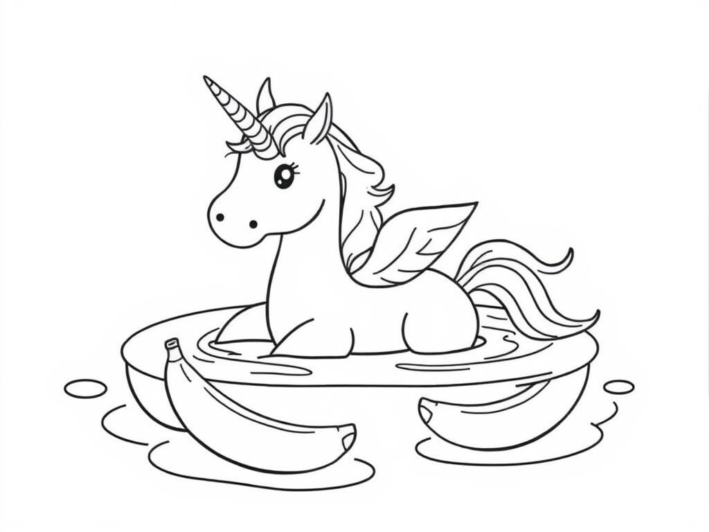 Preview of unicorn swimming in a pool with bananas