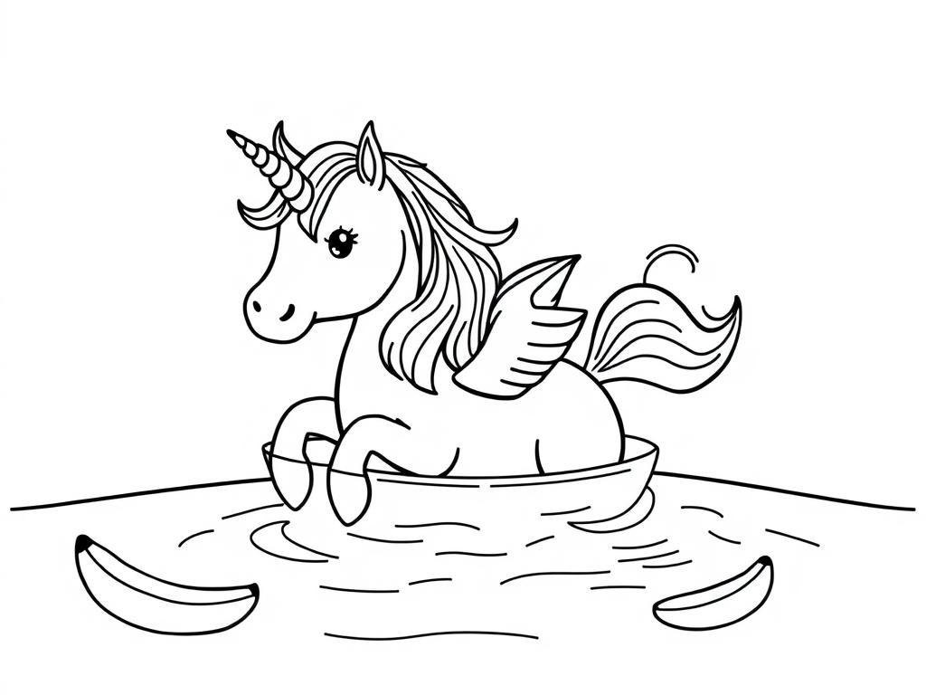 unicorn swimming in a pool with bananas