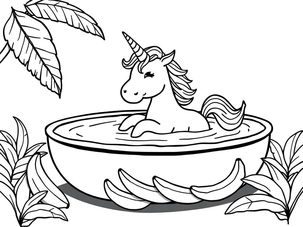 unicorn swimming in a pool with bananas