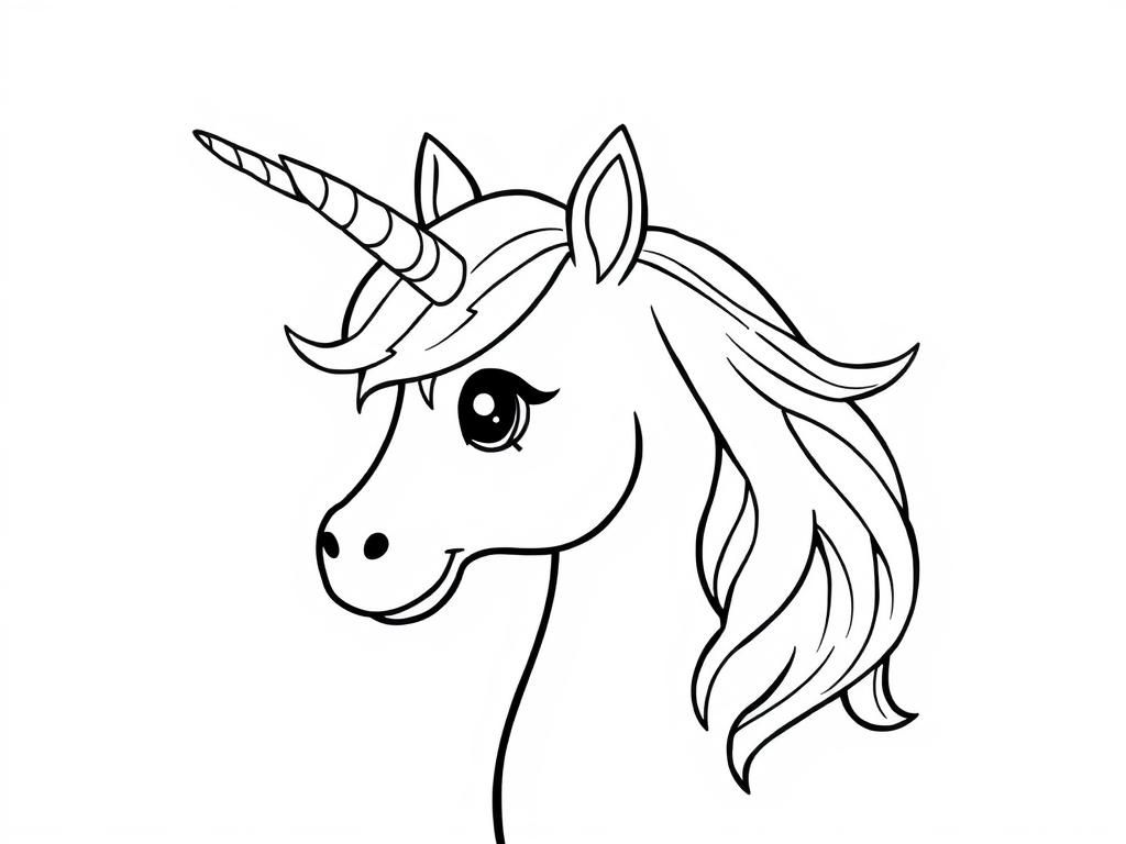 Whimsical Unicorn Coloring Page for Kids and Adults